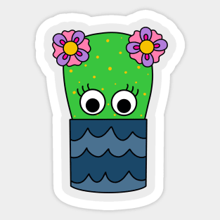 Cute Cactus Design #243: Pretty Cactus In Pot Sticker